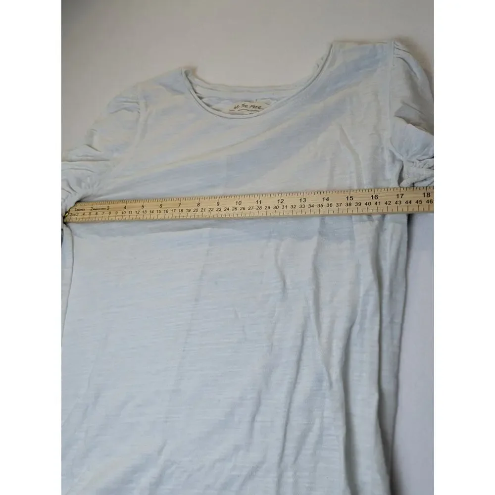 Free People Natasha T-shirt Long Sleeve Rouched Sleeves Off White Size Large